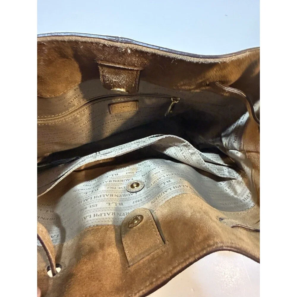 Lauren Ralph Lauren Dryden Diana Suede Leather Bucket Large Tote Shoulder Bag - Picture 4 of 6
